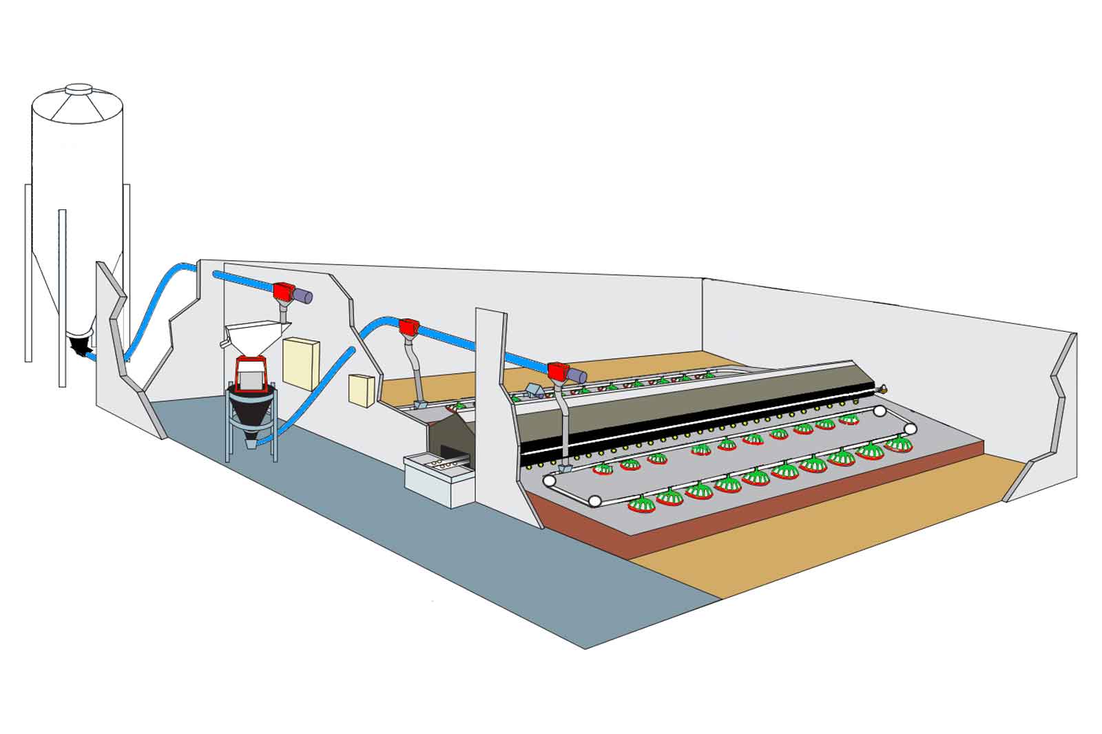 Ligne d’alimentation FLEXA TWR pour pondeuses
